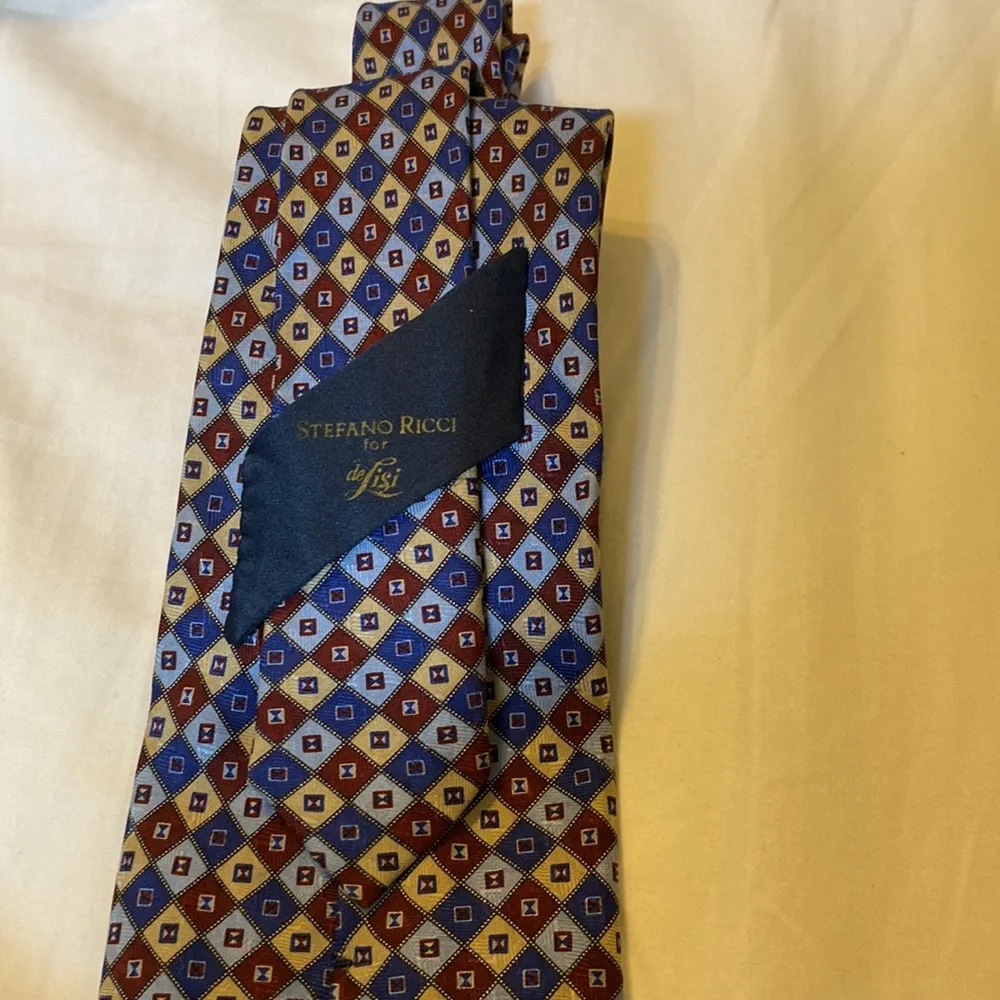 Stefano Ricci Men's Neck Tie 100% Silk deLisi Italy Blue - Picture 3 of 8